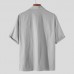 INCERUN Mens Short Sleeve Shirt Button Up Breathable Business Work Formal Plain Top Tee