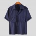 INCERUN Mens Short Sleeve Shirt Button Up Breathable Business Work Formal Plain Top Tee