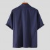INCERUN Mens Short Sleeve Shirt Button Up Breathable Business Work Formal Plain Top Tee