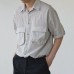 INCERUN Mens Short Sleeve Shirt Button Up Breathable Business Work Formal Plain Top Tee