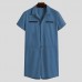 Men Solid Color Lapel Streetwear Short Sleeve Jumpsuits Pockets Summer Casual Overalls Men Shorts