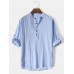 Mens Solid Color High Low Basics Cotton Long Sleeve Henley Shirts