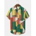 Mens Holiday Colorblock Breathable Casual Shirts