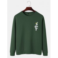 Mens Funny Gesture Chest Print Round Neck Casual Cotton Sweatshirts